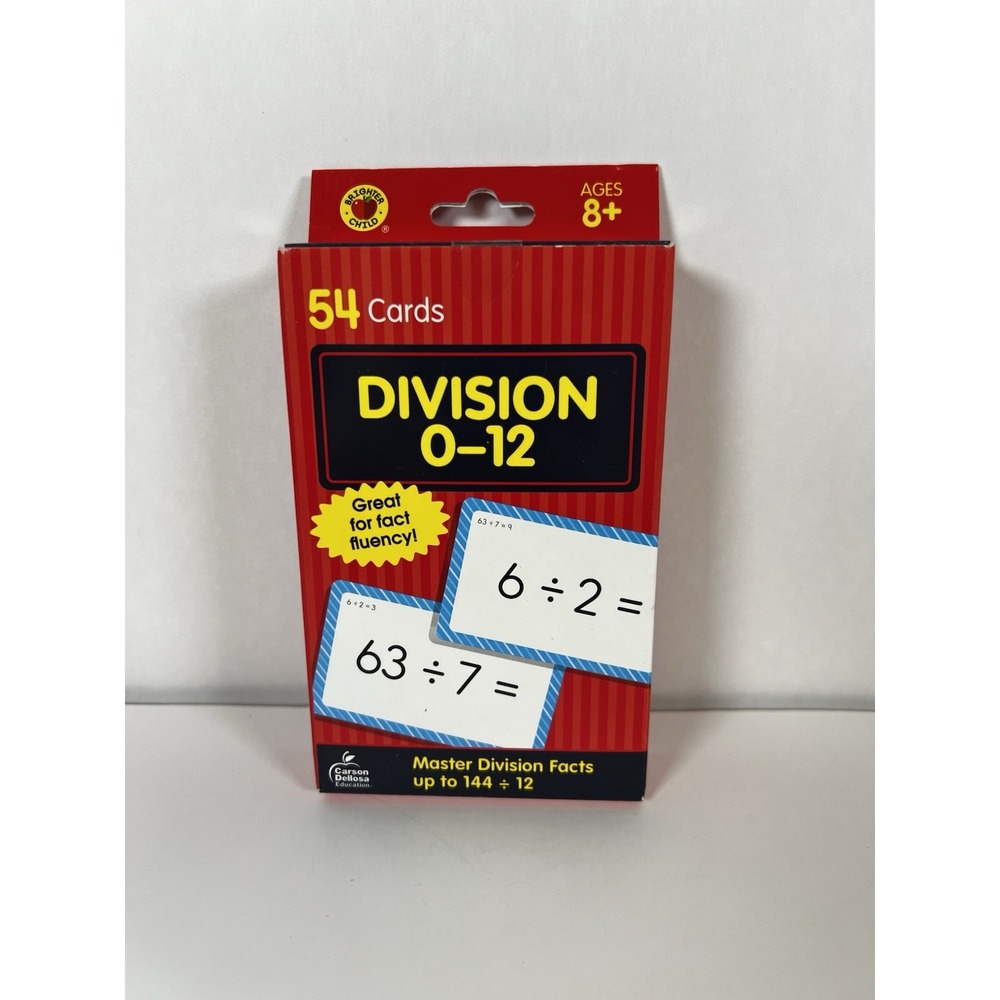 Carson-Dellosa 0769677231 54 Cards Division 0 to 12 Flash Cards - Assorted New